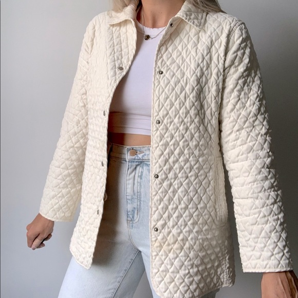 Vintage Jackets & Blazers - VINTAGE | Quilted Lightweight Plaid Interior Front Button Jacket Coat